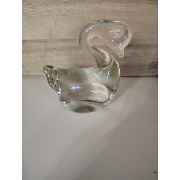 Vintage Clear Art Glass Duck/Goose/Swan Paperweight Figurine NICE - Picture 1 of 6